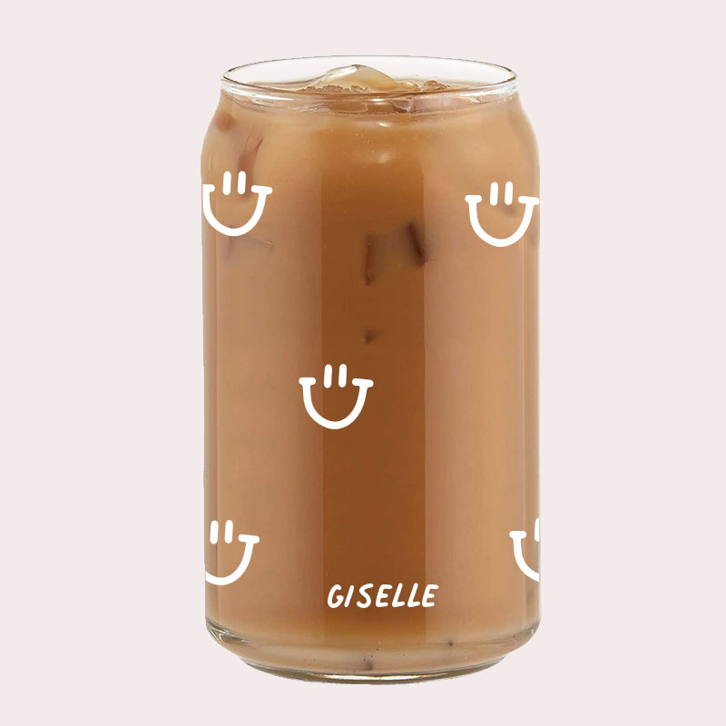 [Custom Name] Smiles Coffee Can Glass Cold Beverage Glass