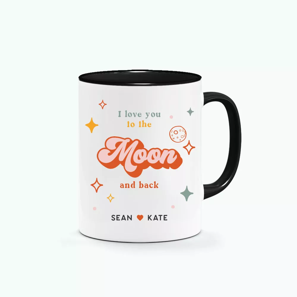 ' [Custom Name] I love you to the Moon and back Retro Typography Printed Mug