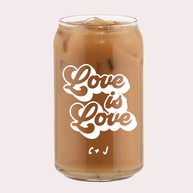 [Custom Name] COFFEE COFFEE COFFEE Groovy Typography Coffee Can Glass Cold Beverage Glass