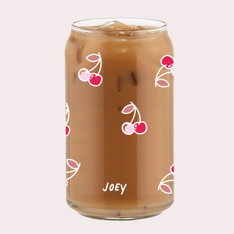 [Custom Name] Cherry Graphics Coffee Can Glass Cold Beverage Glass