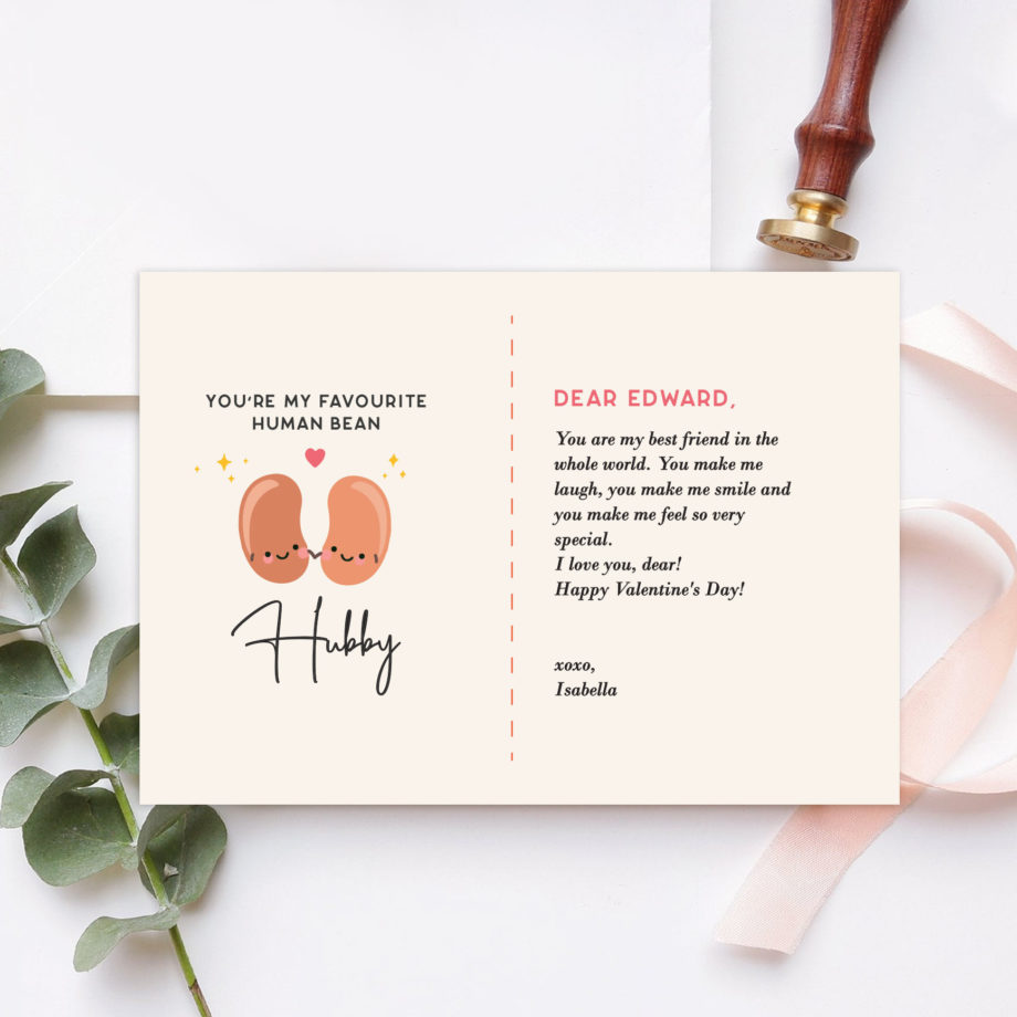 ' [Custom Message] Valentines Collection One-sided Gift card - two beans design