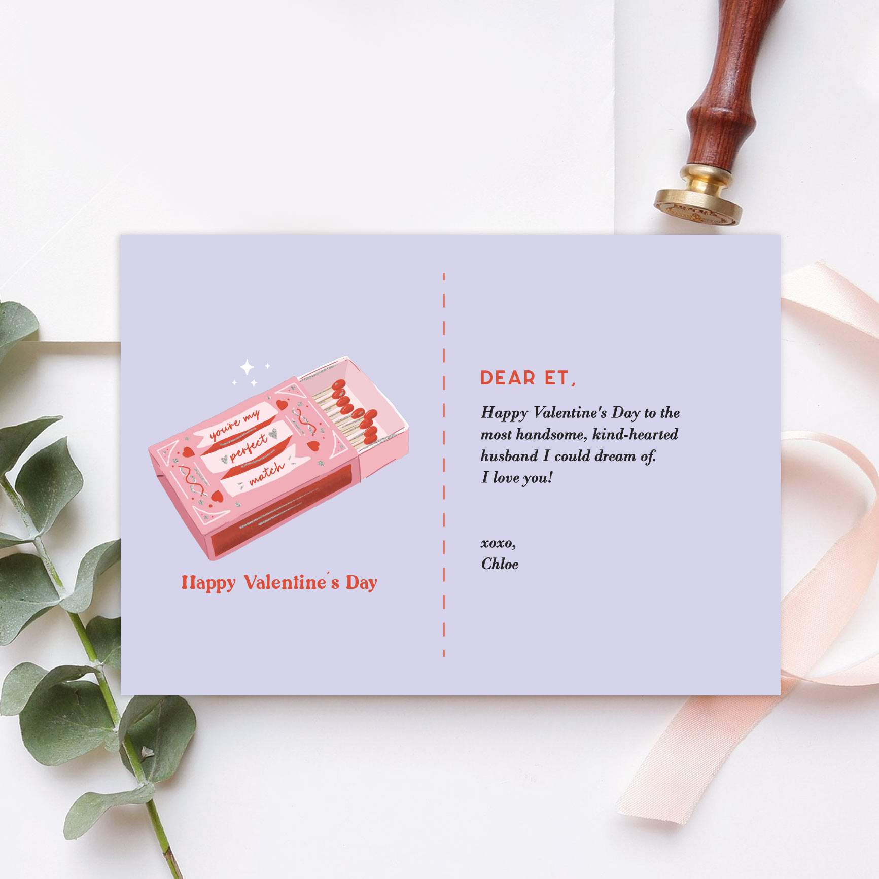 ' [Custom Message] Valentines Collection One-sided Gift card - Perfect Match design