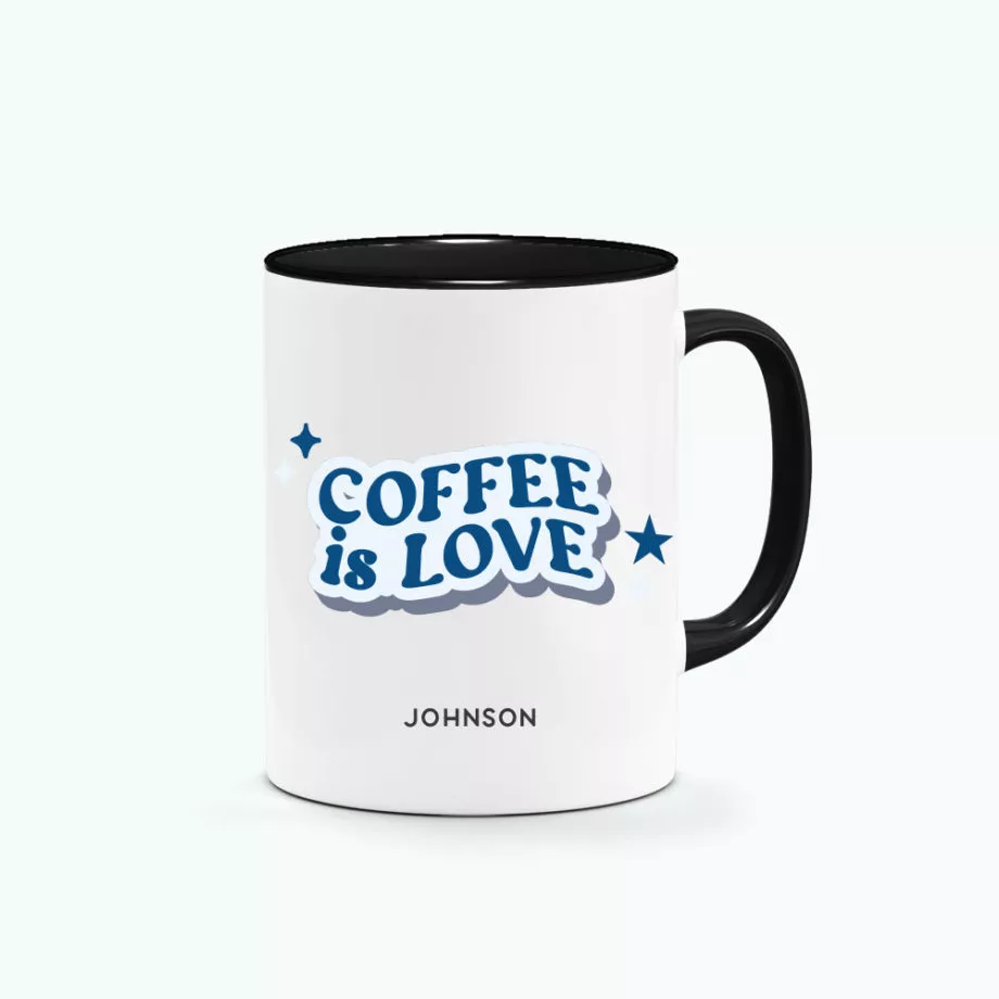 ' [Custom Name] COFFEE is LOVE Typography Graphics Printed Mug