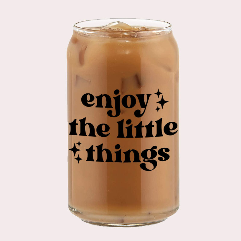 [Custom Name] enjoy the little things Typography Coffee Can Glass Cold Beverage Glass