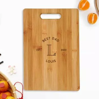 Father’s Day Engraved Wooden Chopping Cutting Board Customised Personalised Gifts Presents Monogram Emblem Circular Stamp Design