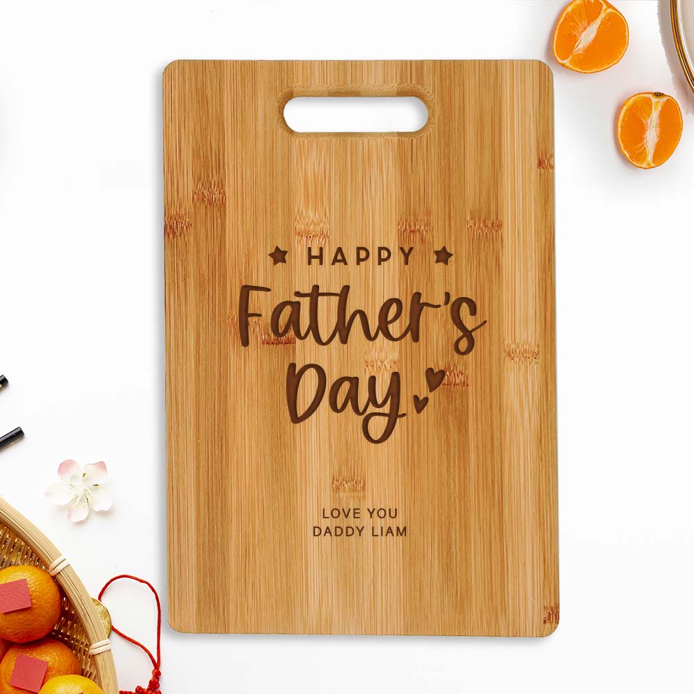 Father’s Day Engraved Wooden Chopping Cutting Board Customised Personalised Gifts Present Father’s Day Wording Design