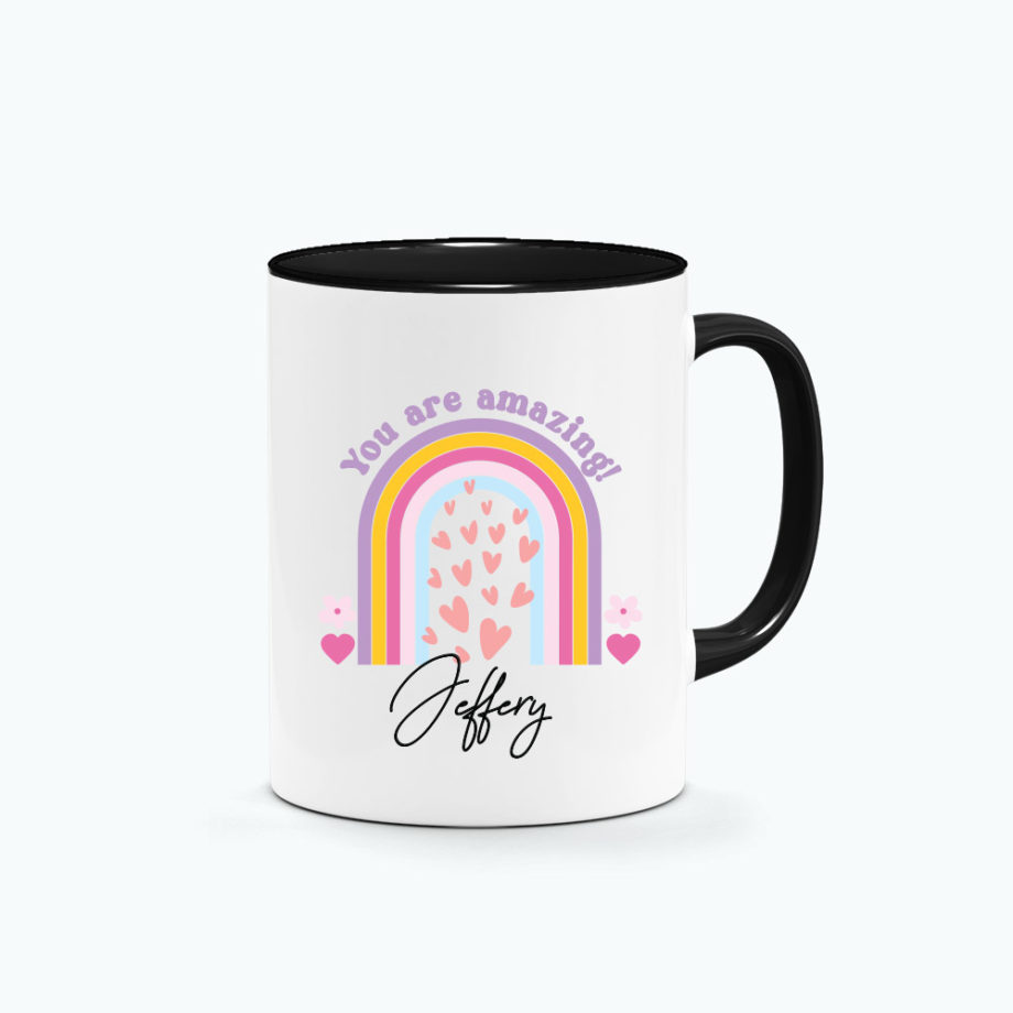 ' [Custom Name Custom Subtext] Valentines Rainbow Graphics Printed Mug