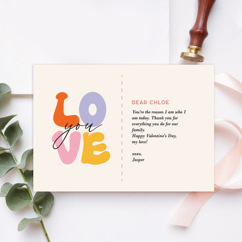 ' [Custom Message] Valentines Collection One-sided Gift card - Love Typography Design