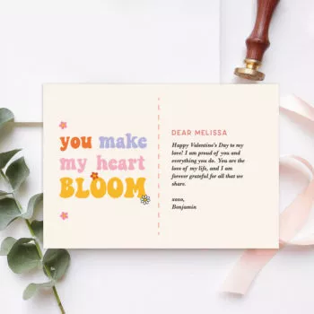 ' [Custom Message] Valentines Collection One-sided Gift card - You Make My Heart Bloom Design