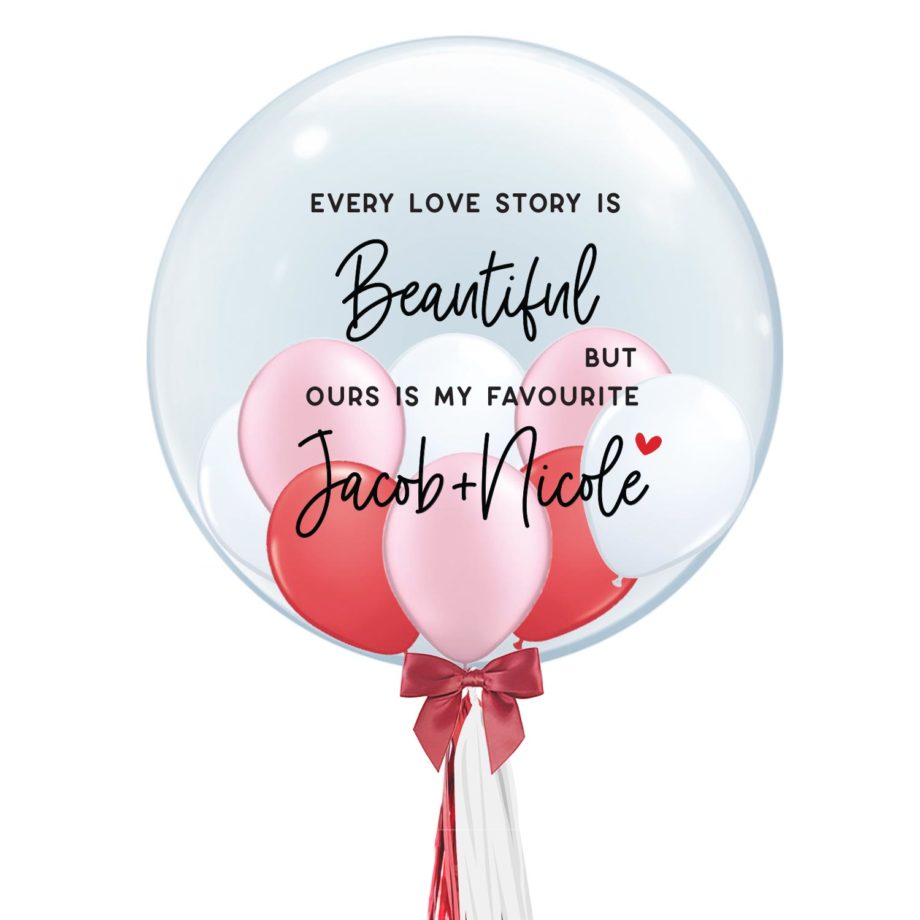 '"[Customised 24 inch Bubble Balloon] - Valentine’s Day Collection - Love Story Design