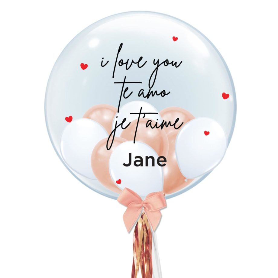 '"[Customised 24 inch Bubble Balloon] - Valentine’s Day Collection - i love you te amo je t'aime Design