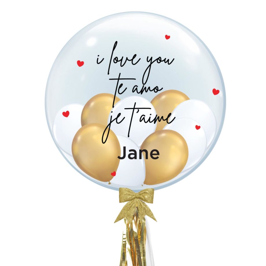 '"[Customised 24 inch Bubble Balloon] - Valentine’s Day Collection - i love you te amo je t'aime Design