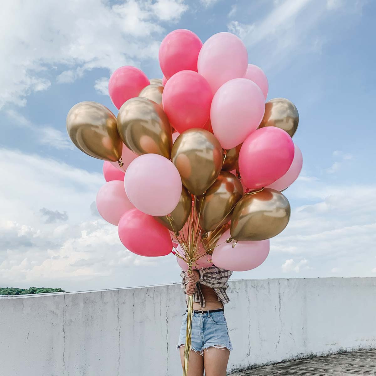 Qualatex Helium Balloons Fashion Pink, Fashion Rose, Chrome Gold