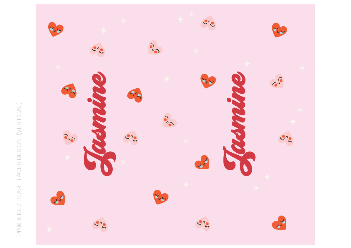 ' [Custom Name] Insulated Stainless Steel Tumbler - Pink & Red Heart Faces Design