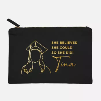 'Canvas Pouch – SHE BELIEVED SHE COULD SO SHE DID! Graduation Design