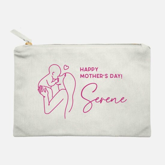 Mother’s Day Canvas Makeup Pouch Mama Customisation Personalisation Lineart Illustration
