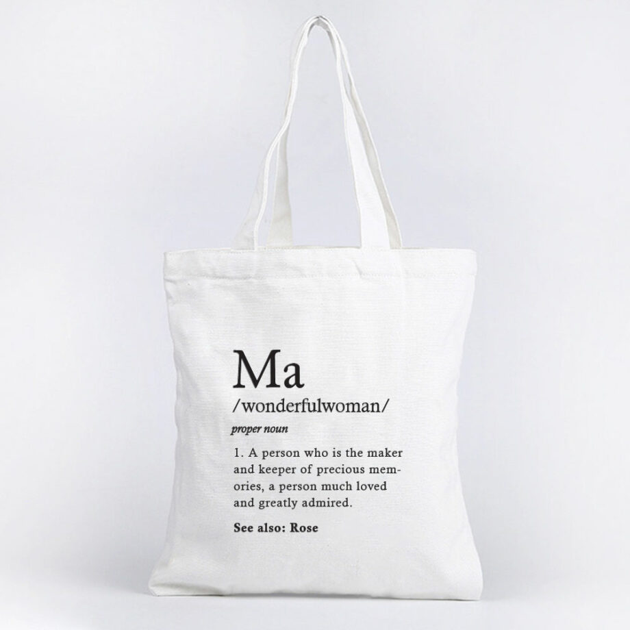 Custom Text Mother’s Day Collection Tote Bag Dictionary Definition Design