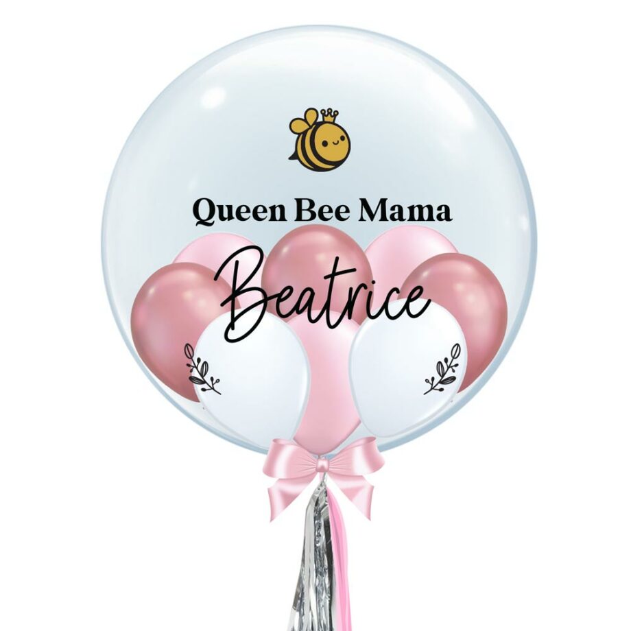 Custom Mothers Day Bubble Balloon Queen Bee Design