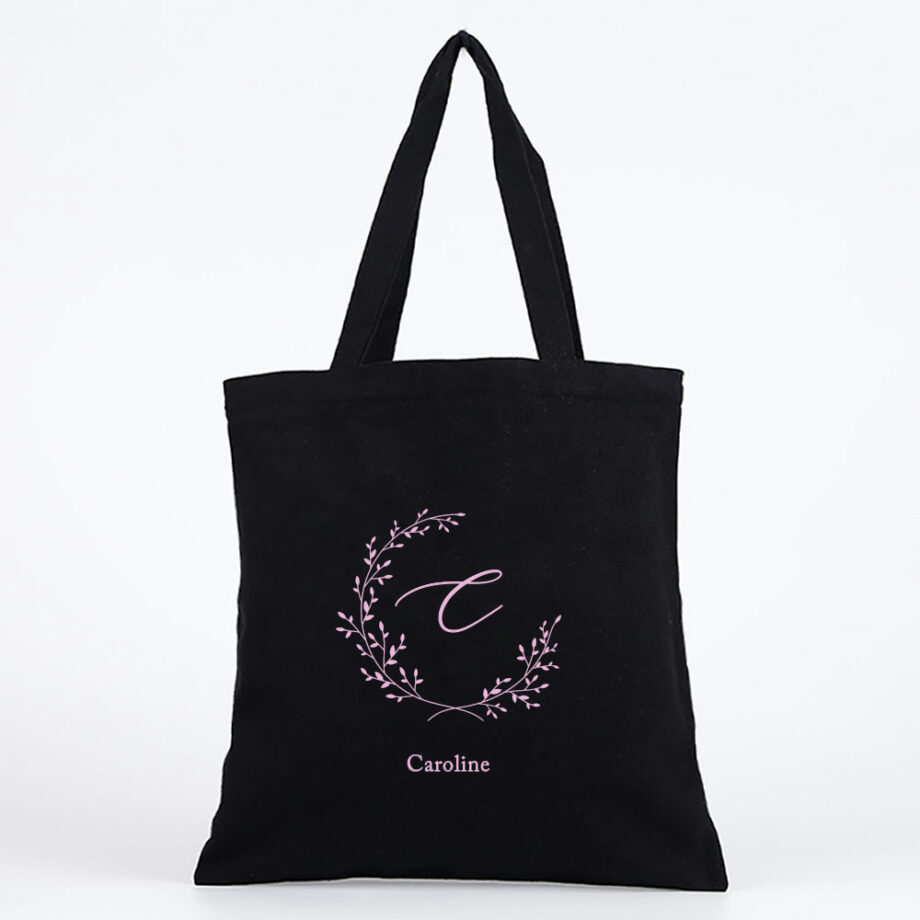 Custom Monogram Mother’s Day Collection Tote Bag Foliage Wreath Design