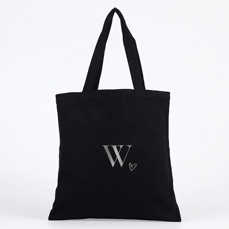 Custom Monogram Mother’s Day Collection Tote Bag Initial Name with Heart Design