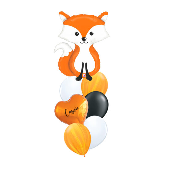 Woodlands Animals Theme Foil Latex Helium Matte Balloons Children Celebration Birthday Party Fox Customised Personalised Orange Heart