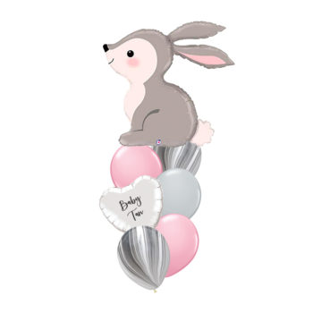 Woodlands Animals Theme Foil Latex Helium Matte Balloons Children Celebration Birthday Party Rabbit Bunny Customised Personalised Silver Heart