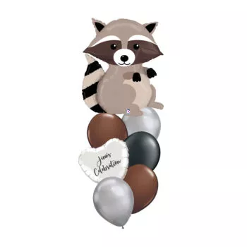 Woodlands Animals Theme Foil Latex Helium Matte Balloons Children Celebration Birthday Party Raccoon Customised Personalised Silver Heart