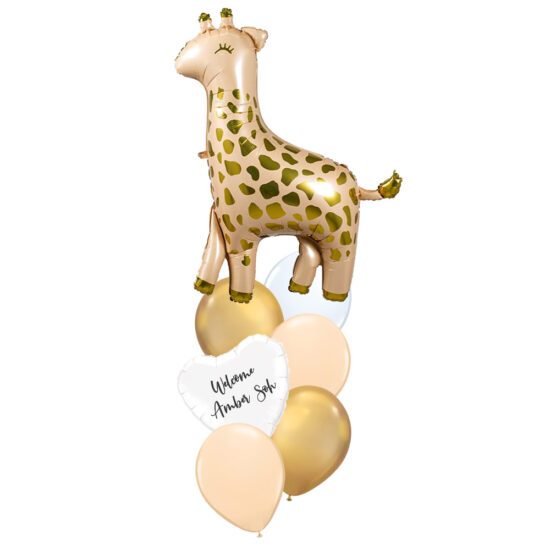 Woodlands Animals Theme Foil Latex Helium Matte Balloons Children Celebration Birthday Party Gold Baby Giraffe Customised Personalised White Heart