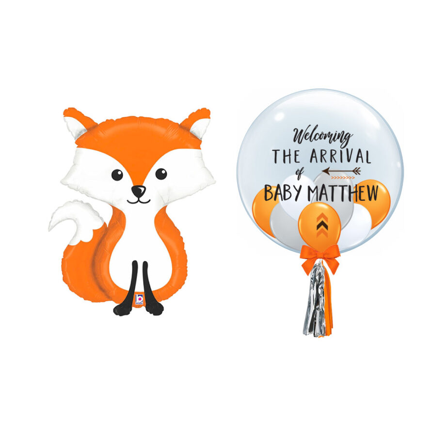 Woodlands Animals Theme Foil Latex Helium Matte Balloons Children Celebration Birthday Party Fox Customised Personalised Design Message Bubble Balloon