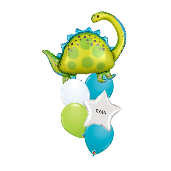 Dinosaur-themed Happy Birthday Foil Chrome Balloon Bouquet Cute Stegosaurus