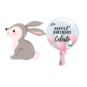 Woodlands Animals Theme Foil Latex Helium Matte Balloons Children Celebration Birthday Party Rabbit Bunny Customised Personalised Design Message Bubble Balloon