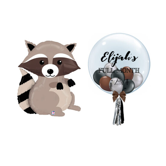 Woodlands Animals Theme Foil Latex Helium Matte Balloons Children Celebration Birthday Party Raccoon Customised Personalised Design Message Bubble Balloon