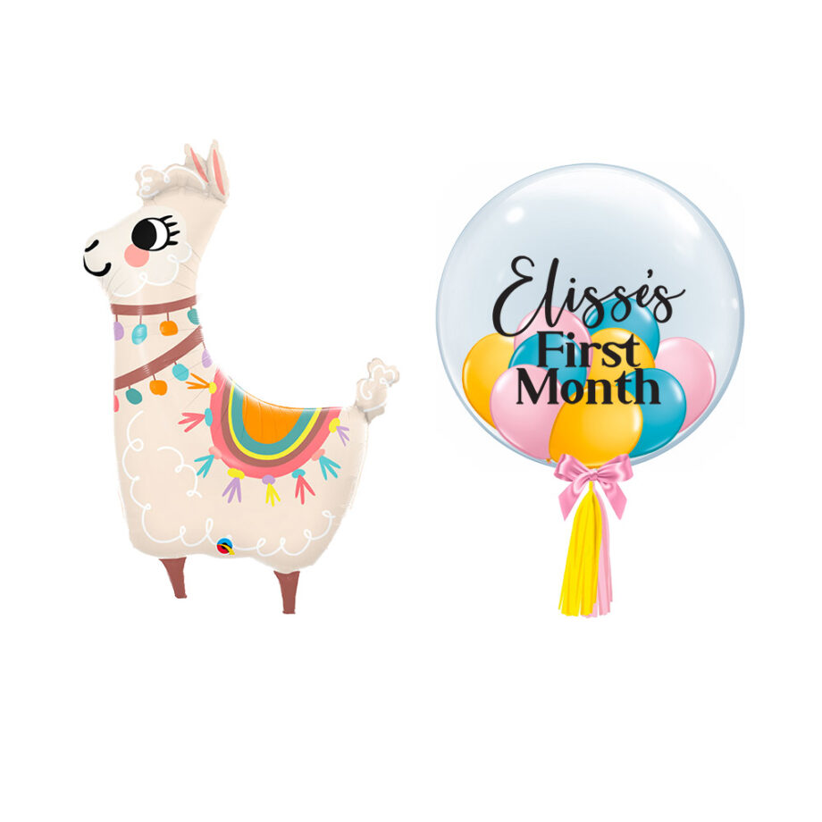 Woodlands Animals Theme Foil Latex Helium Matte Balloons Children Celebration Birthday Party Lovable Llama Customised Personalised Design Message Bubble Balloon