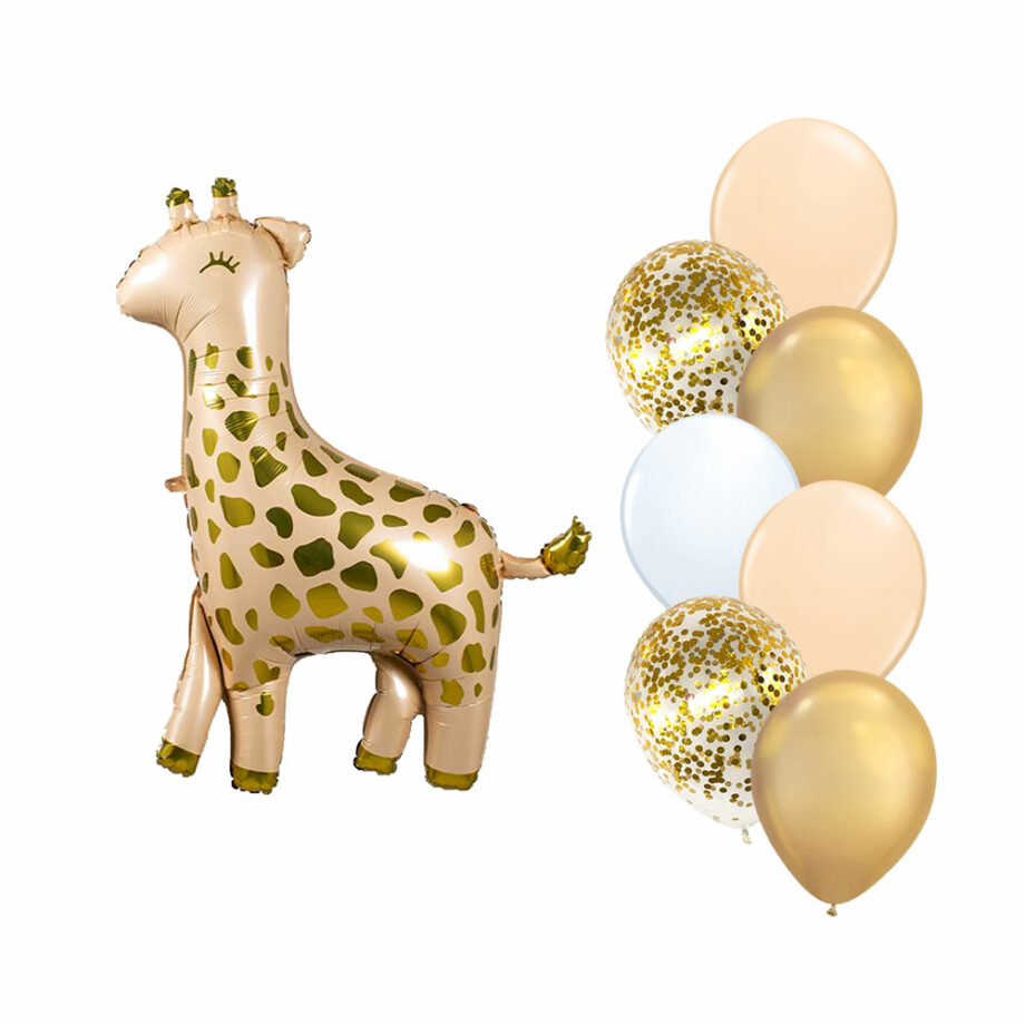 Woodlands Animals Theme Foil Latex Helium Matte Balloons Children Celebration Birthday Party Gold Baby Giraffe
