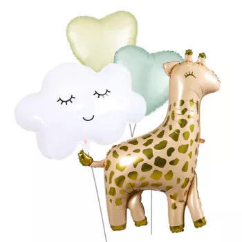 Woodlands Animals Theme Foil Latex Helium Matte Balloons Children Celebration Birthday Party Gold Baby Giraffe Sleepy Cloud Heart