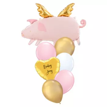 Woodlands Animals Theme Foil Latex Helium Matte Balloons Children Celebration Birthday Party Angel Pig Customised Personalised Gold Heart