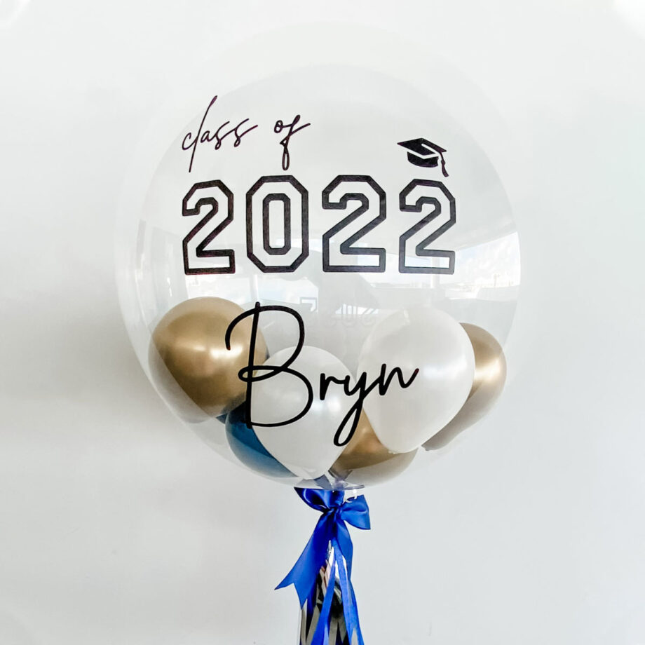 24 inch Personalized Bubble Balloon - Class of xxxx and Name Graduation Design