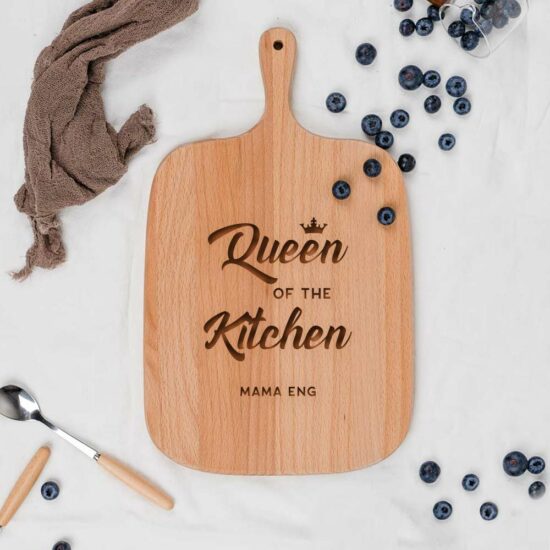 Mother’s Day Engraved Wooden Chopping Cutting Board Customisation Personalisation Queen of the Kitchen Typography