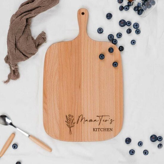 Mother’s Day Engraved Wooden Cutting Chopping Board Customisation Personalisation Kitchen Typography Illustration Line-art