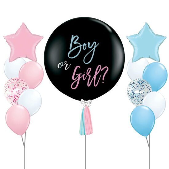 36inch Black Helium Inflated Gender Reveal Confetti & Mini Balloons stuffed Giant Balloon Star Foil Balloon Bouquet