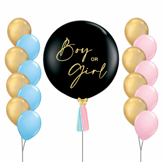 36inch Black Helium Inflated Gender Reveal Confetti & Mini Balloons stuffed Giant Balloon Cascading Balloon Bouquet Chrome Gold Fashion Light Blue Pink