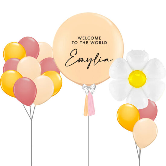 Newborn Themed Balloon Bouquet Blush Customised Designer Bubble Balloon Fashion Helium Latex Bouquet