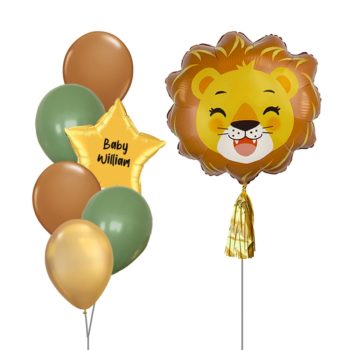 Newborn Themed Balloon Bouquet Chrome Fashion Helium Latex Bouquet Smiling Lion Foil