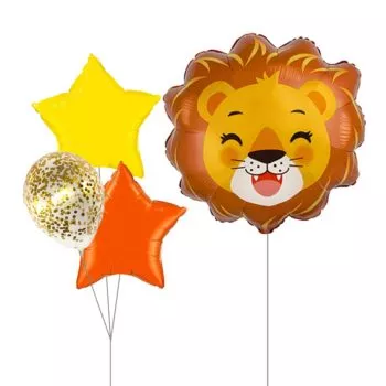 Smiling Lion Animals Foil Helium Bubble Balloon Children Celebration Party Gift Balloon Bouquet Confetti Star