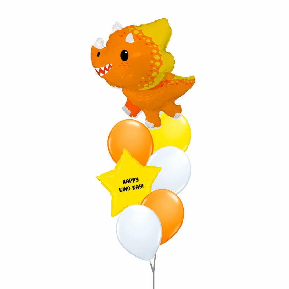 Orange Baby Triceratops Dinosaur Foil Helium Bubble Balloon Children Celebration Party Gift Balloon Bouquet Customized Personalised Star Foil