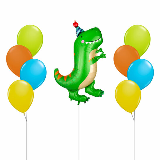 Dinomite T-Rex Dinosaur Foil Helium Bubble Balloon Children Celebration Party Gift Double Cascading Balloon Bouquet
