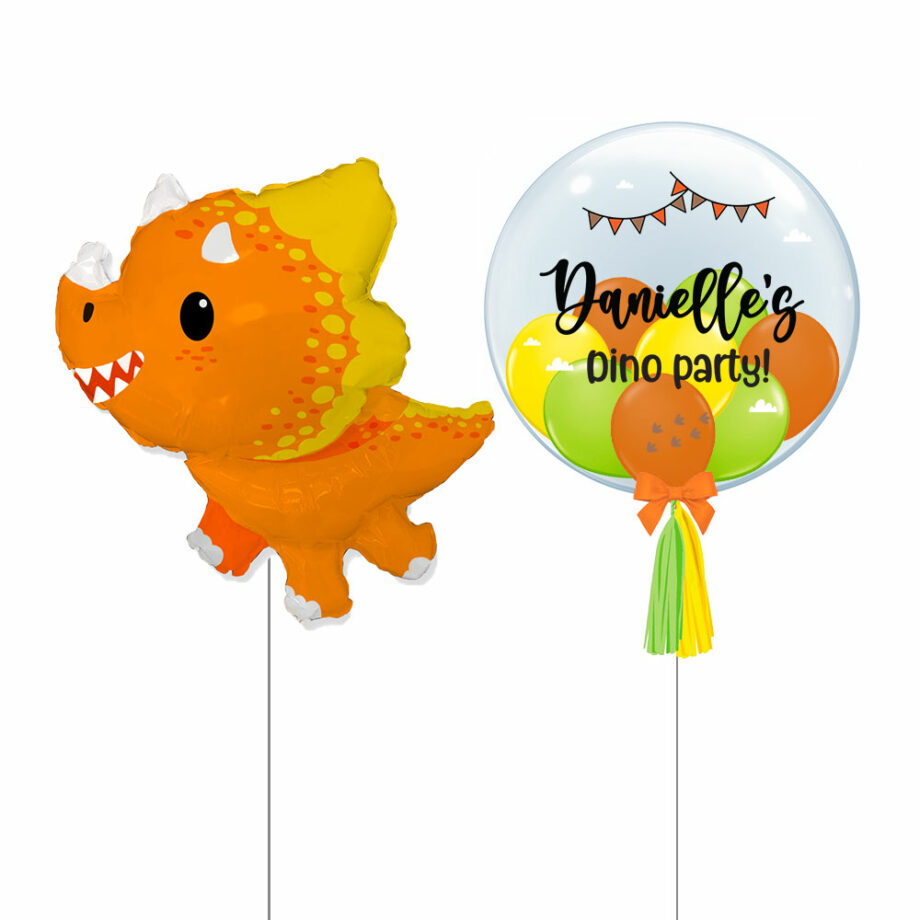 Orange Baby Triceratops Dinosaur Foil Helium Bubble Balloon Children Celebration Party Gift Personalized Customized Bubble Balloon