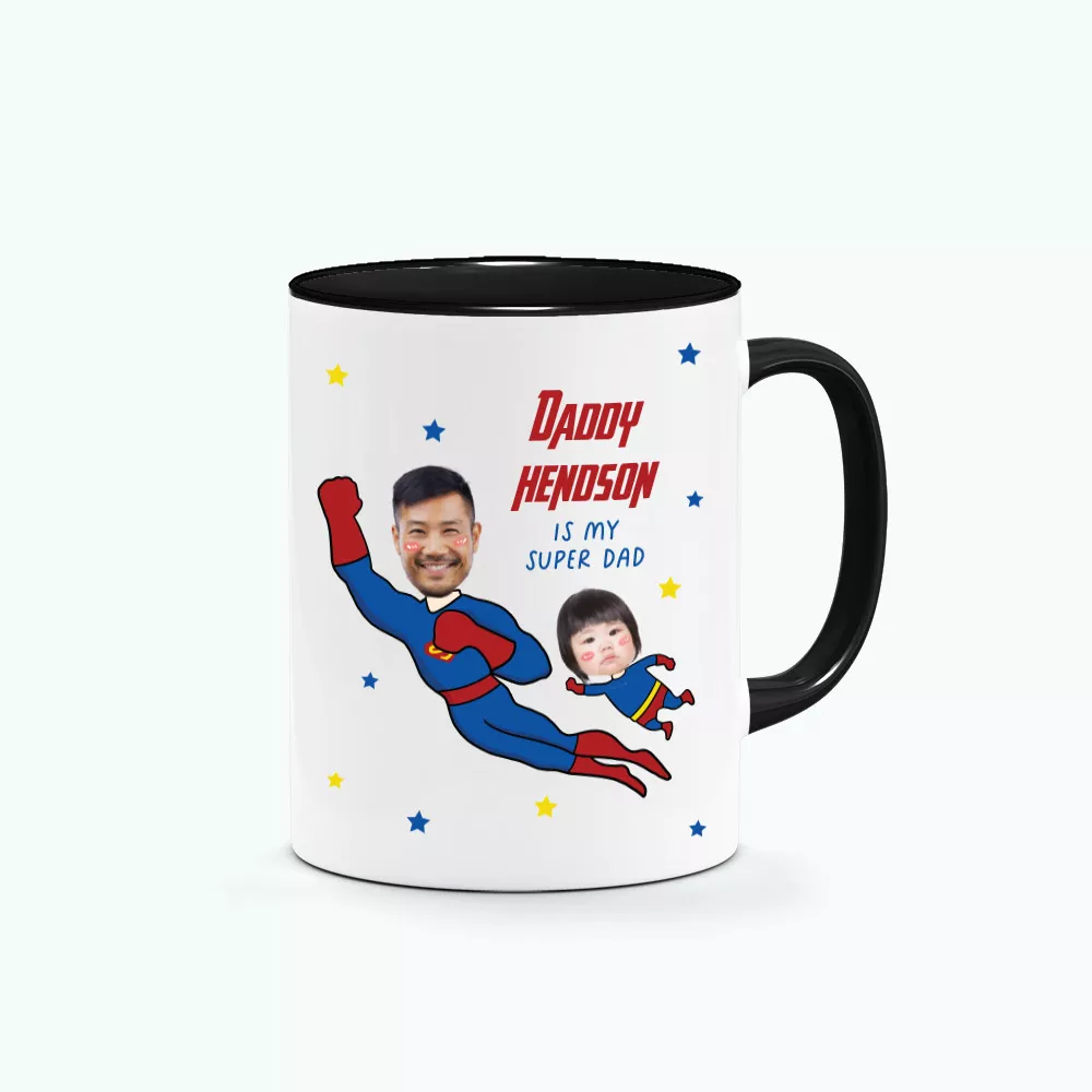 Daddy-and-Me-Superhero-Black-Handle-mug