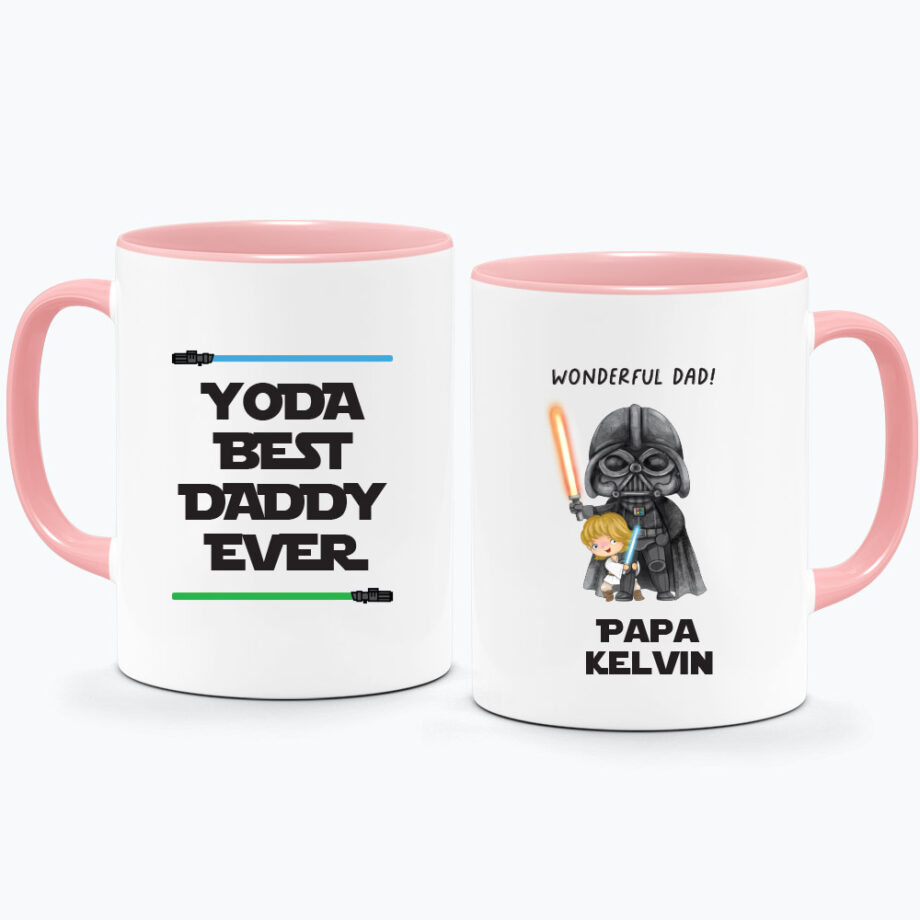 Custom Name Father’s Day Printed Mug Darth and Luke Star Wars Design