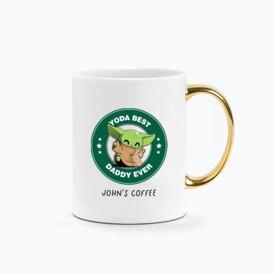 Custom Name Father’s Day Printed Mug - YODA BEST DADDY EVER emblem Design